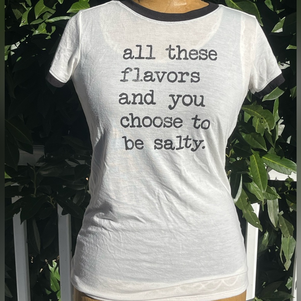 The Print Shop; Cute Classic White & Black Lettering-Graphic Tee; NWOT; Womens S